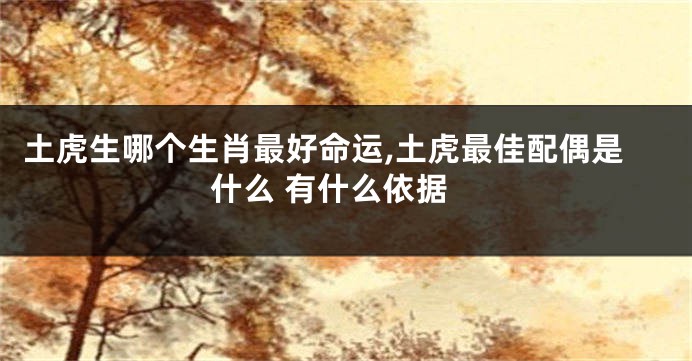 土虎生哪个生肖最好命运,土虎最佳配偶是什么 有什么依据