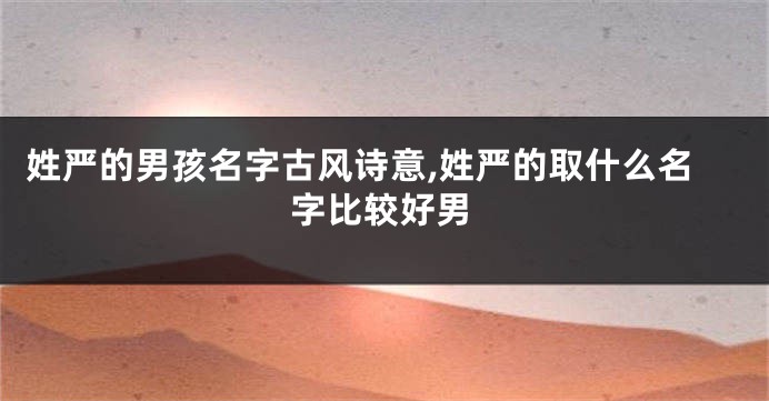 姓严的男孩名字古风诗意,姓严的取什么名字比较好男
