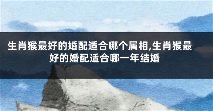 生肖猴最好的婚配适合哪个属相,生肖猴最好的婚配适合哪一年结婚