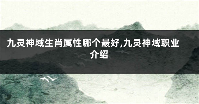 九灵神域生肖属性哪个最好,九灵神域职业介绍