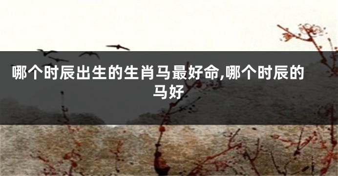 哪个时辰出生的生肖马最好命,哪个时辰的马好
