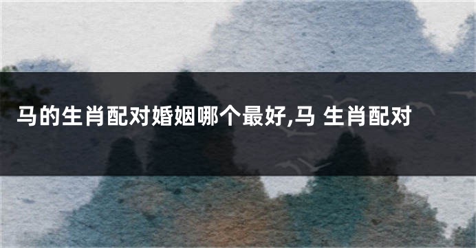 马的生肖配对婚姻哪个最好,马 生肖配对
