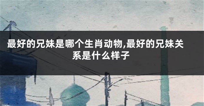 最好的兄妹是哪个生肖动物,最好的兄妹关系是什么样子