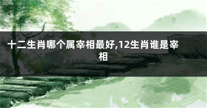 十二生肖哪个属宰相最好,12生肖谁是宰相