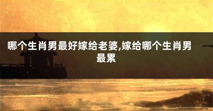 哪个生肖男最好嫁给老婆,嫁给哪个生肖男最累