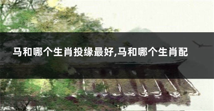马和哪个生肖投缘最好,马和哪个生肖配