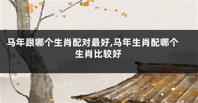 马年跟哪个生肖配对最好,马年生肖配哪个生肖比较好