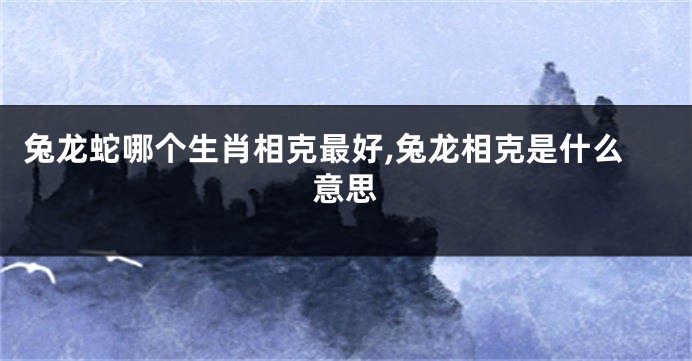 兔龙蛇哪个生肖相克最好,兔龙相克是什么意思