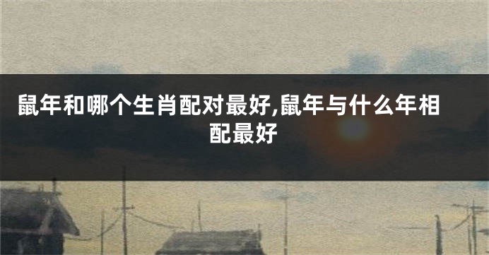 鼠年和哪个生肖配对最好,鼠年与什么年相配最好