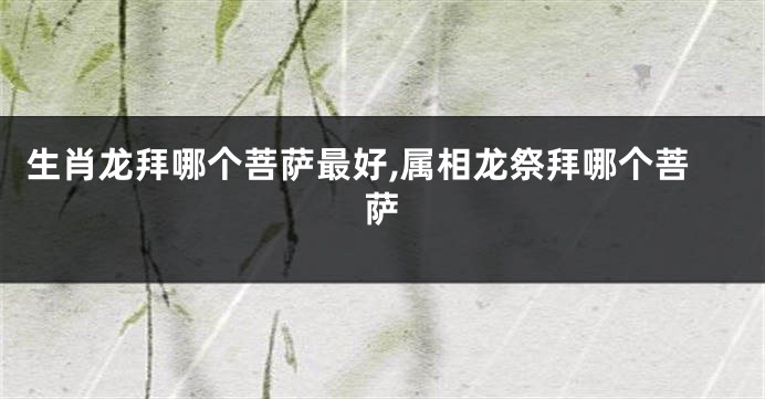 生肖龙拜哪个菩萨最好,属相龙祭拜哪个菩萨