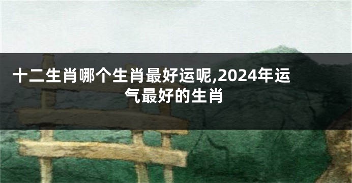 十二生肖哪个生肖最好运呢,2024年运气最好的生肖