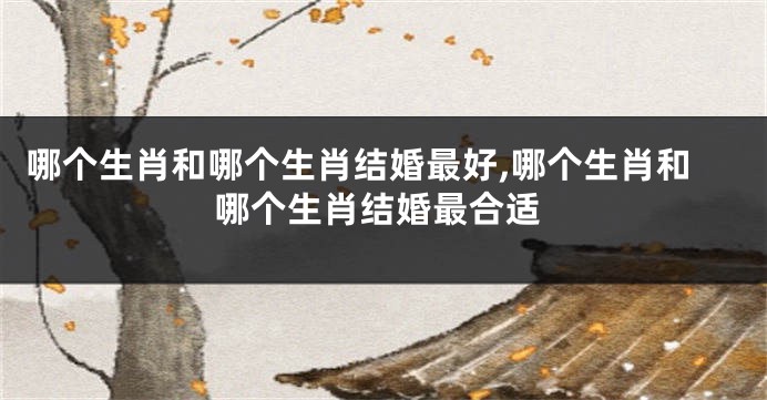 哪个生肖和哪个生肖结婚最好,哪个生肖和哪个生肖结婚最合适