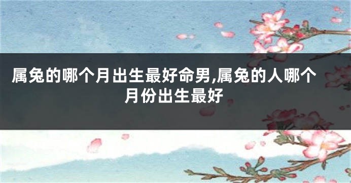 属兔的哪个月出生最好命男,属兔的人哪个月份出生最好