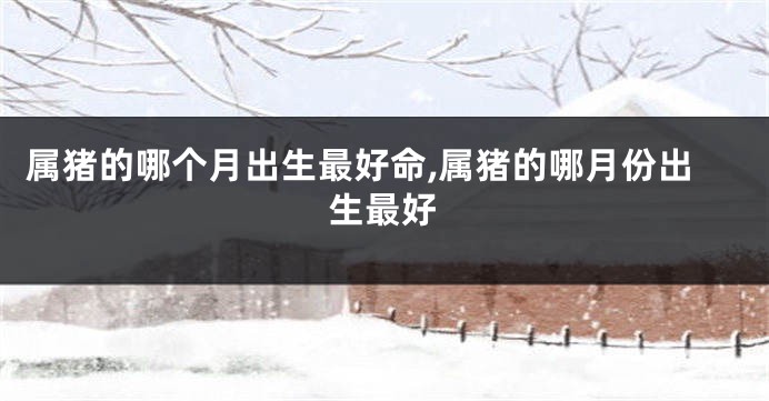 属猪的哪个月出生最好命,属猪的哪月份出生最好