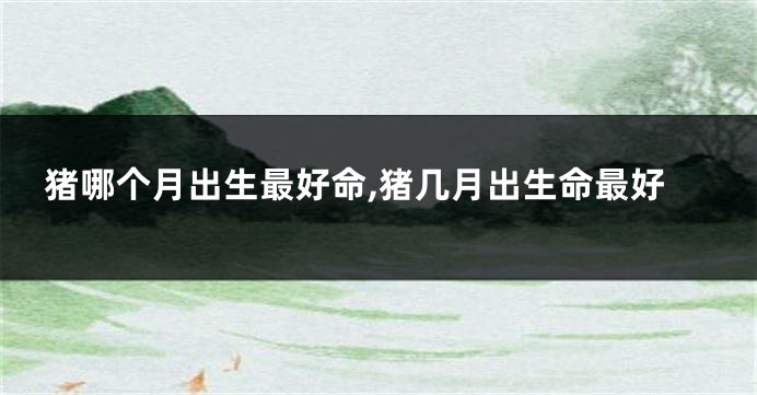 猪哪个月出生最好命,猪几月出生命最好