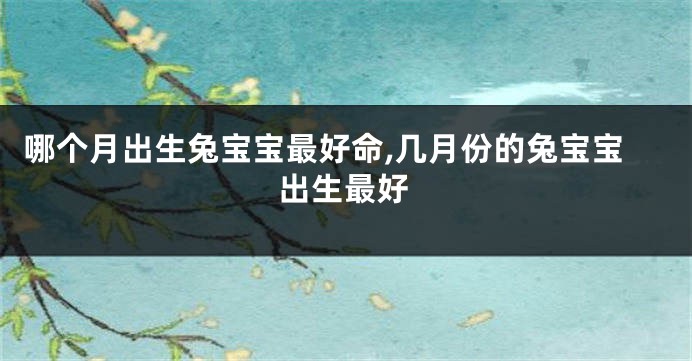哪个月出生兔宝宝最好命,几月份的兔宝宝出生最好