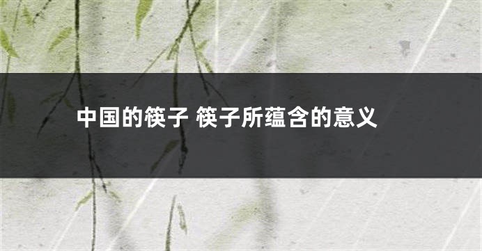 中国的筷子 筷子所蕴含的意义