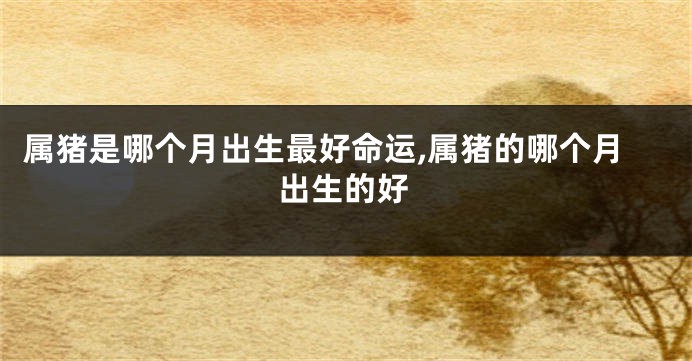 属猪是哪个月出生最好命运,属猪的哪个月出生的好