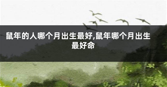 鼠年的人哪个月出生最好,鼠年哪个月出生最好命