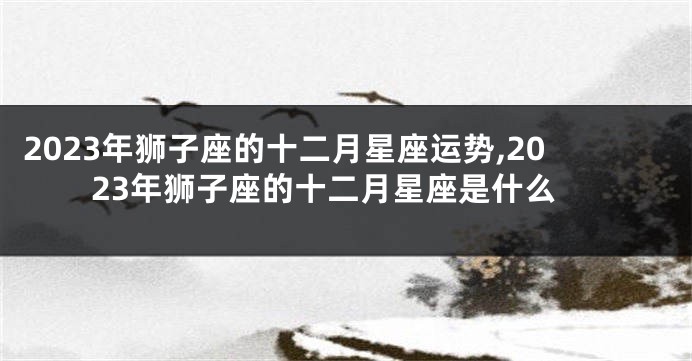 2023年狮子座的十二月星座运势,2023年狮子座的十二月星座是什么