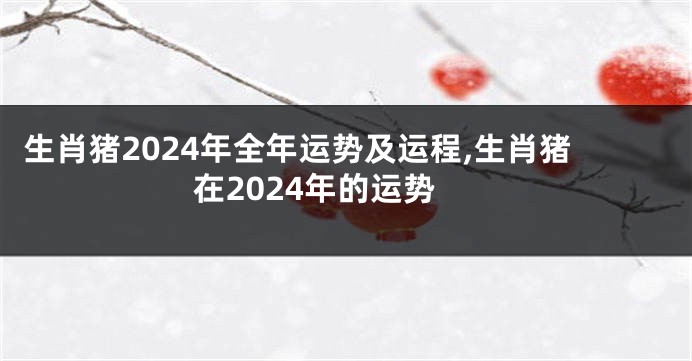 生肖猪2024年全年运势及运程,生肖猪在2024年的运势
