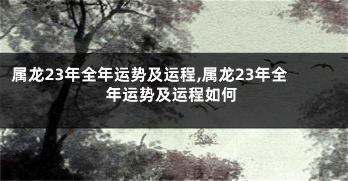 属龙23年全年运势及运程,属龙23年全年运势及运程如何