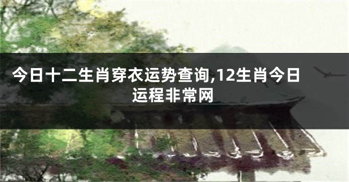 今日十二生肖穿衣运势查询,12生肖今日运程非常网