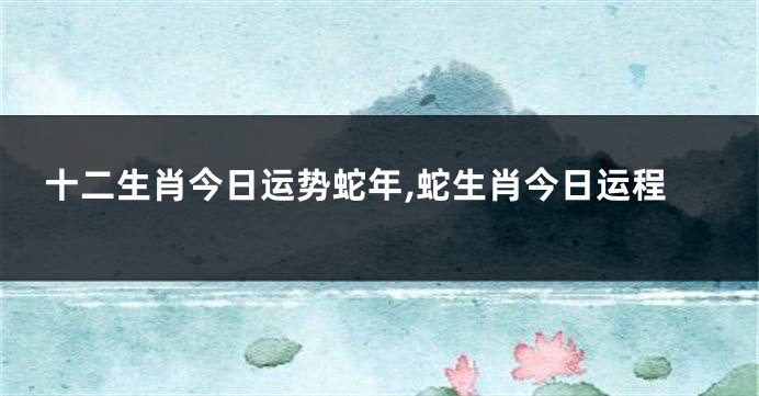 十二生肖今日运势蛇年,蛇生肖今日运程