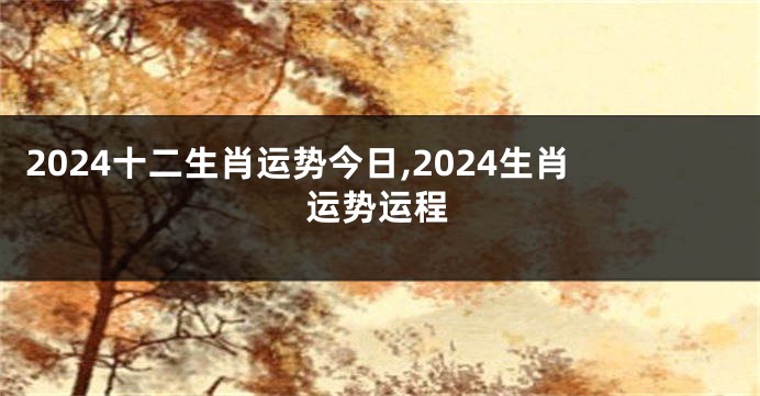 2024十二生肖运势今日,2024生肖运势运程