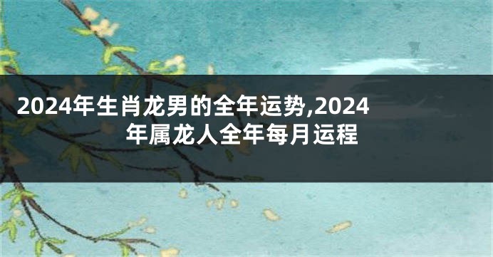 2024年生肖龙男的全年运势,2024年属龙人全年每月运程