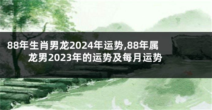 88年生肖男龙2024年运势,88年属龙男2023年的运势及每月运势