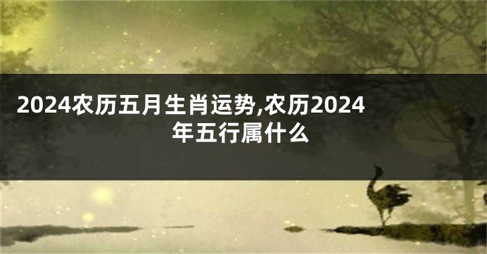 2024农历五月生肖运势,农历2024年五行属什么