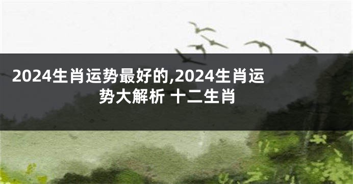2024生肖运势最好的,2024生肖运势大解析 十二生肖