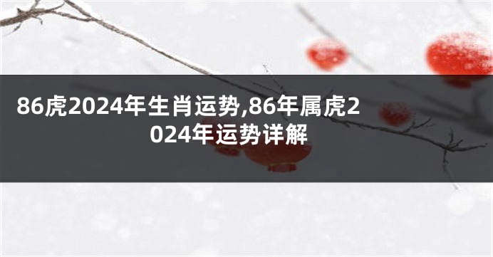 86虎2024年生肖运势,86年属虎2024年运势详解