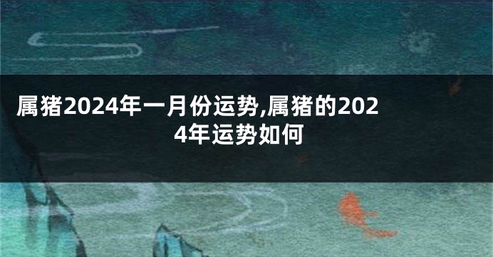 属猪2024年一月份运势,属猪的2024年运势如何