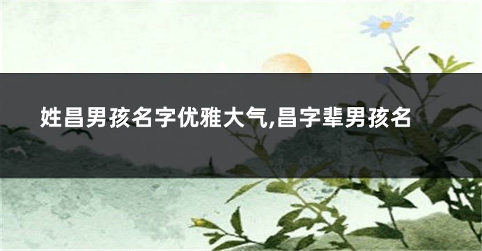 姓昌男孩名字优雅大气,昌字辈男孩名