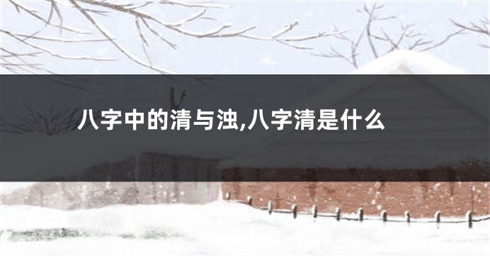 八字中的清与浊,八字清是什么