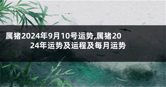 属猪2024年9月10号运势,属猪2024年运势及运程及每月运势