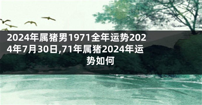 2024年属猪男1971全年运势2024年7月30日,71年属猪2024年运势如何