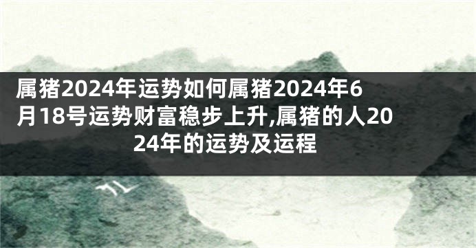 属猪2024年运势如何属猪2024年6月18号运势财富稳步上升,属猪的人2024年的运势及运程