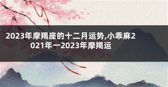 2023年摩羯座的十二月运势,小乖麻2021年一2023年摩羯运