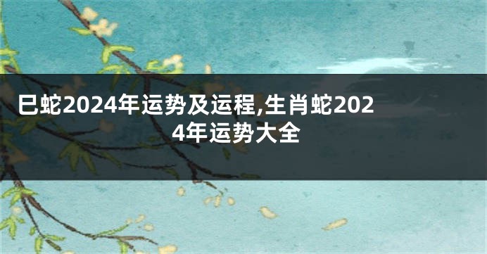 巳蛇2024年运势及运程,生肖蛇2024年运势大全