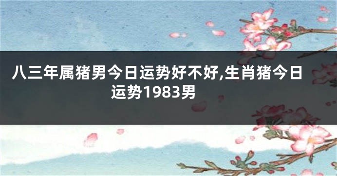 八三年属猪男今日运势好不好,生肖猪今日运势1983男