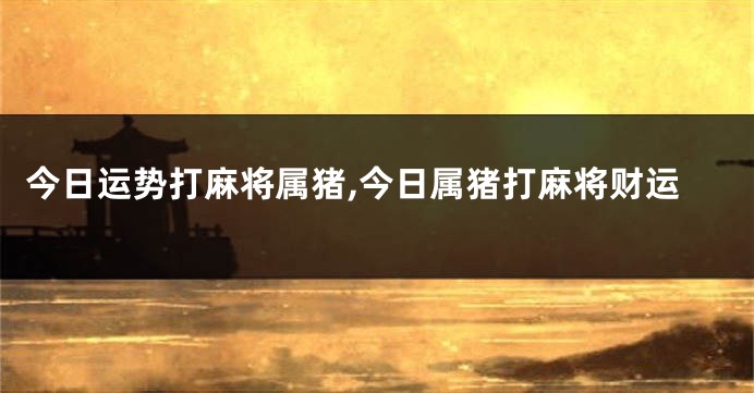 今日运势打麻将属猪,今日属猪打麻将财运