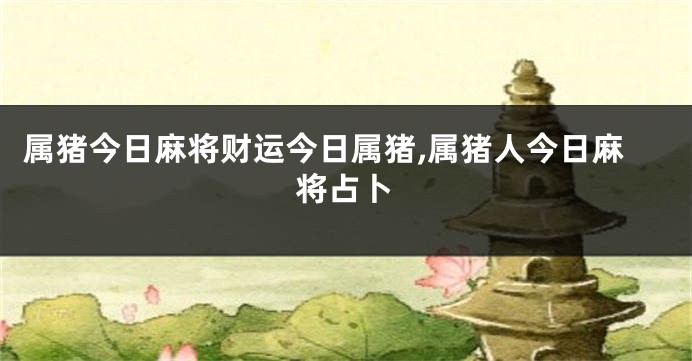 属猪今日麻将财运今日属猪,属猪人今日麻将占卜