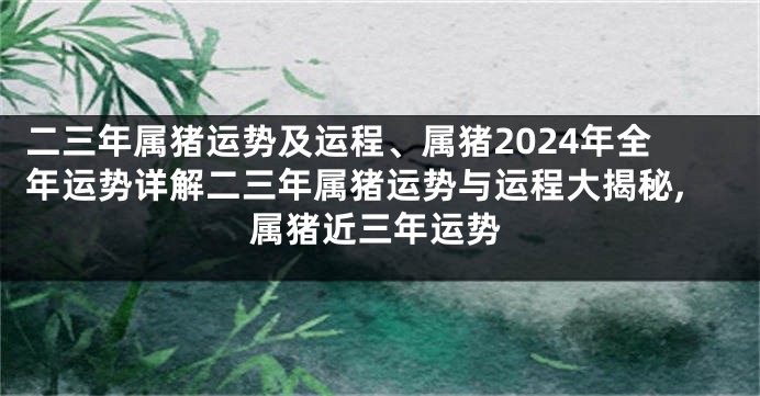 二三年属猪运势及运程、属猪2024年全年运势详解二三年属猪运势与运程大揭秘,属猪近三年运势