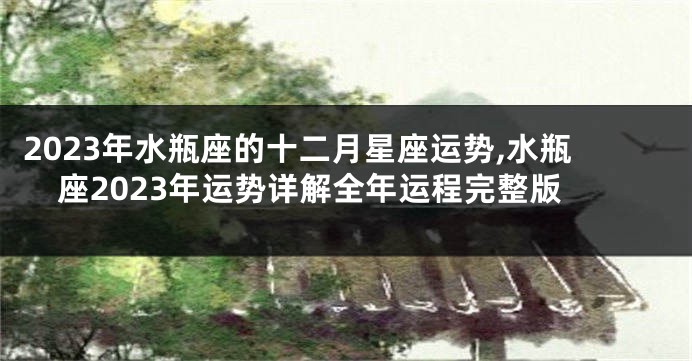 2023年水瓶座的十二月星座运势,水瓶座2023年运势详解全年运程完整版