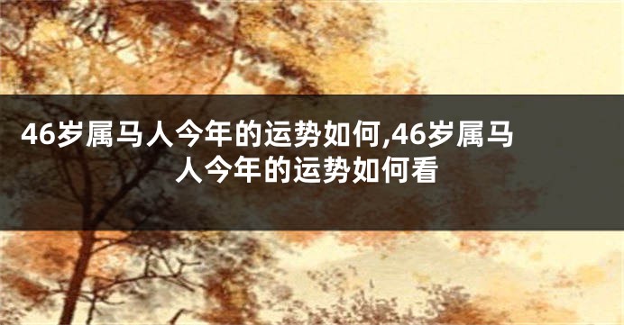 46岁属马人今年的运势如何,46岁属马人今年的运势如何看