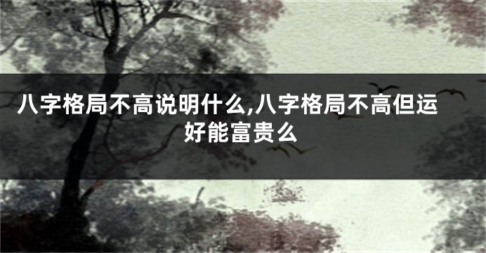 八字格局不高说明什么,八字格局不高但运好能富贵么