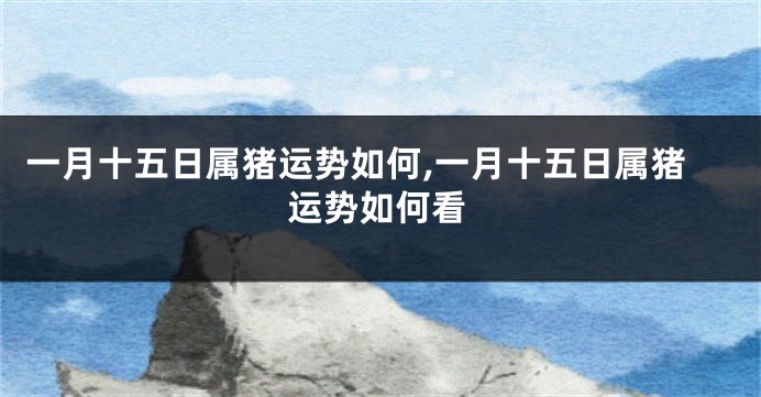 一月十五日属猪运势如何,一月十五日属猪运势如何看